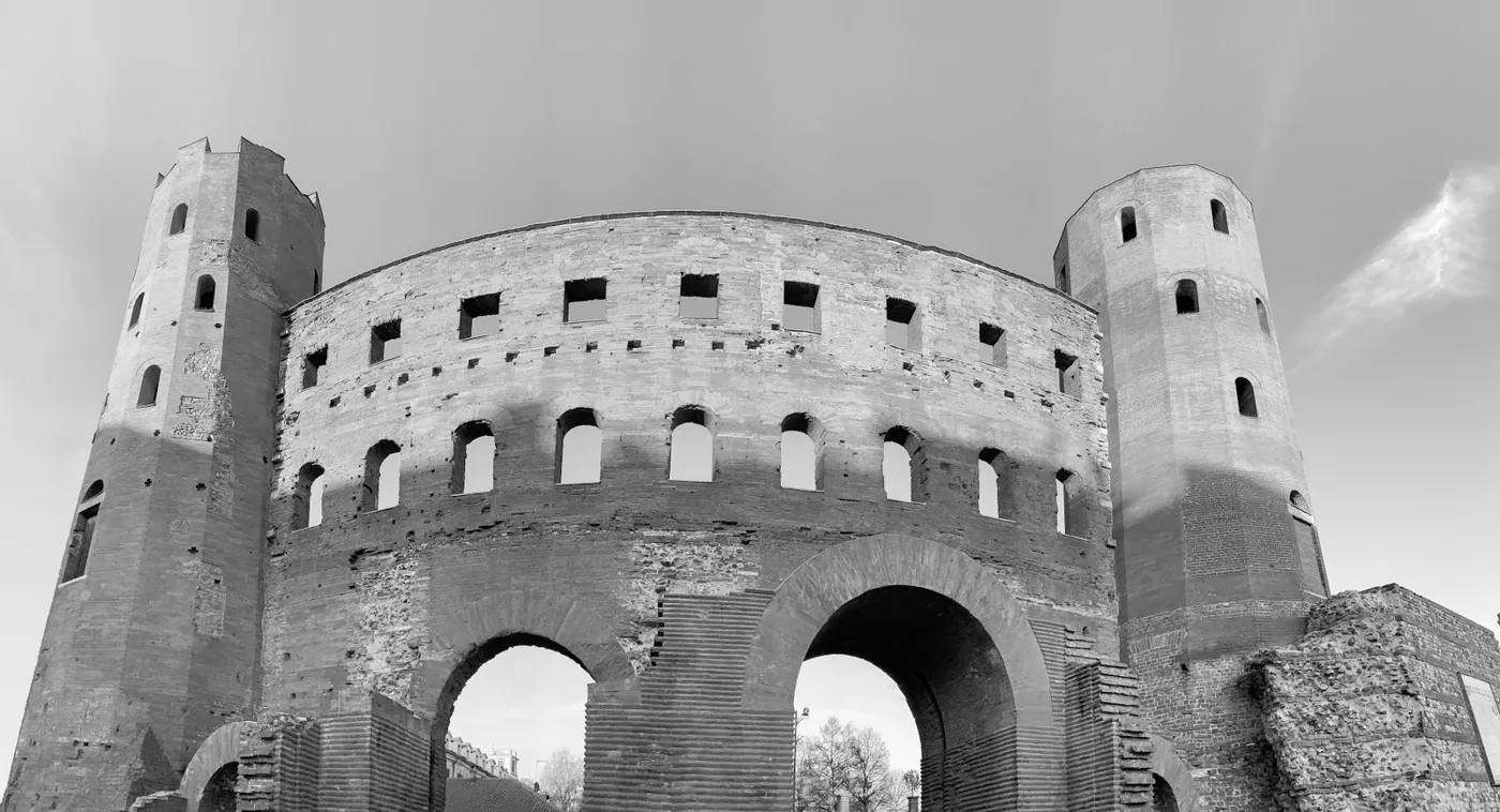 Porta Palatina, the Roman city gate of Turin