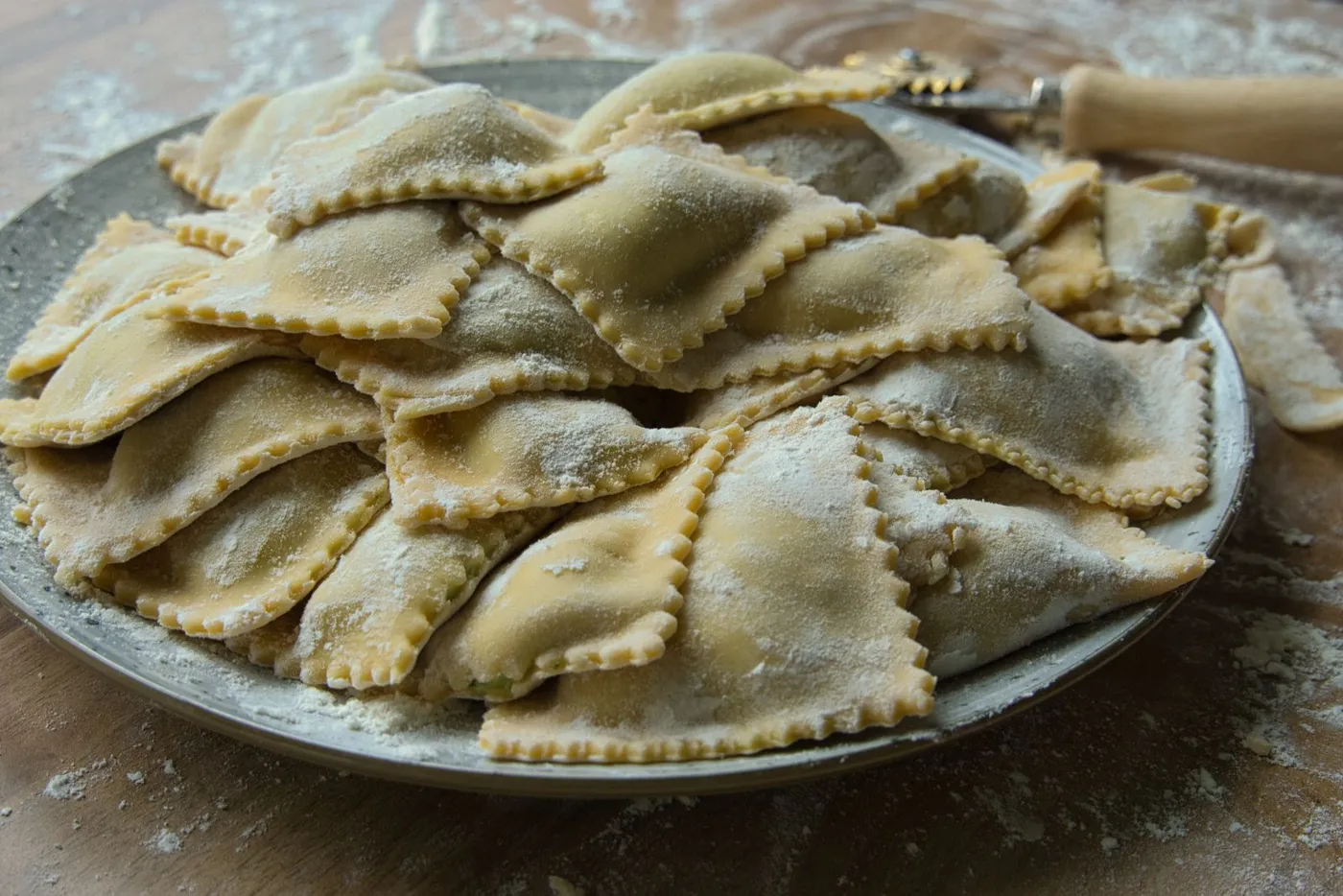 Handmade filled pasta on a plate