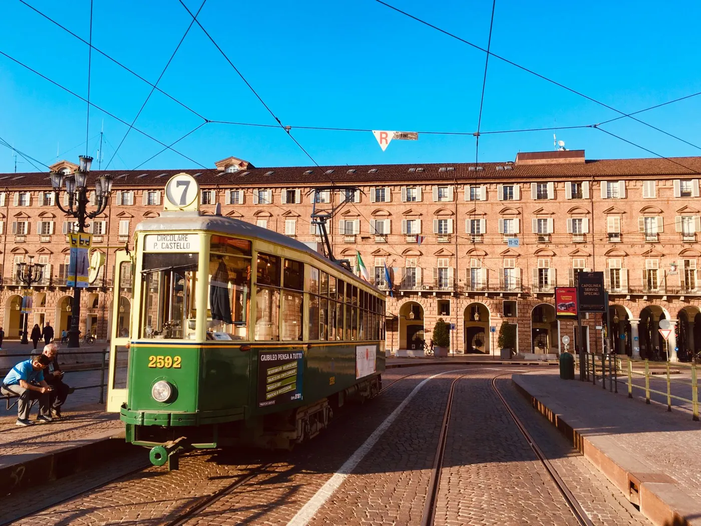 Historic tram on Piazza Castello