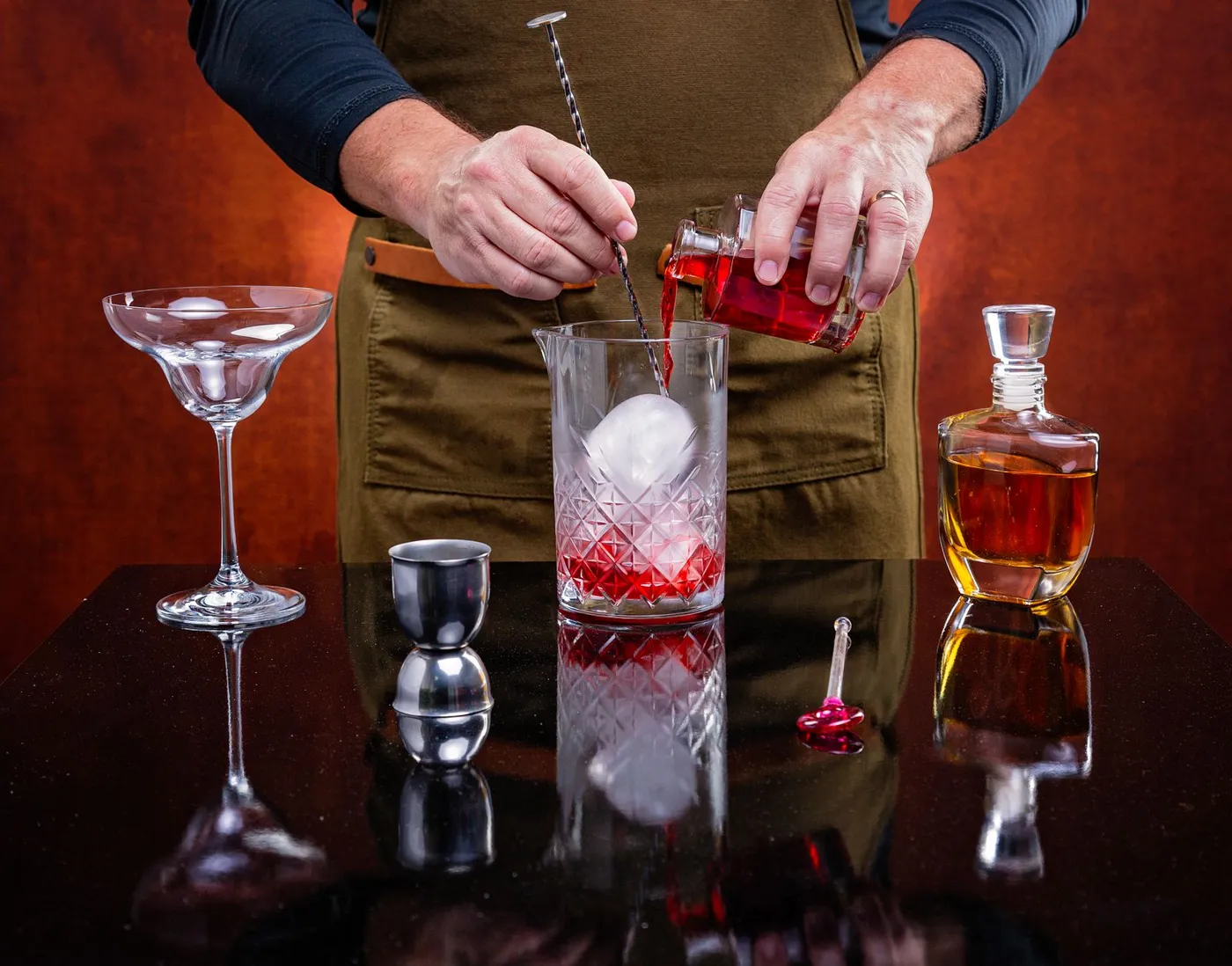 Bartender mixing a cocktail