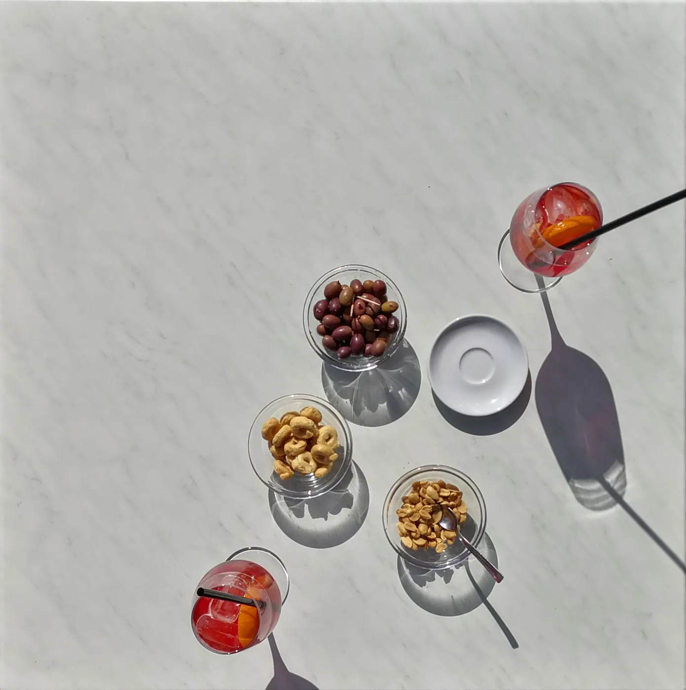 Aperitif glasses with small snacks